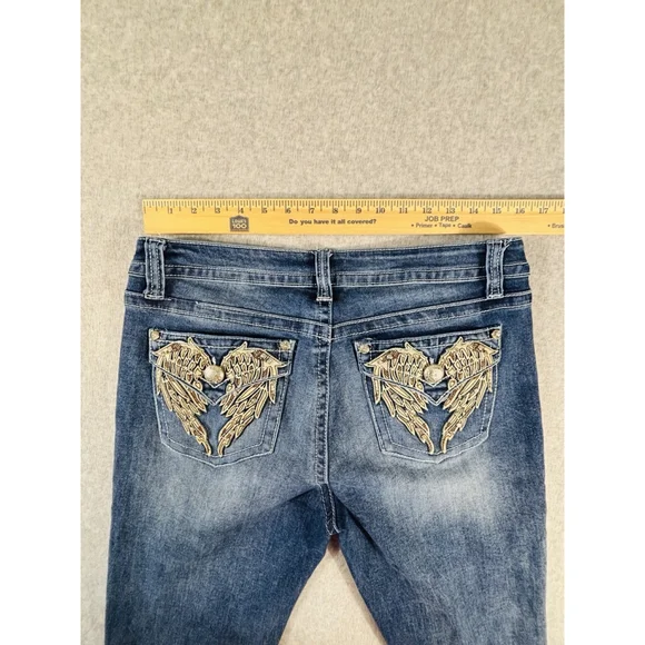 NWT Fire & Rain Juniors Bootcut Jeans Size 15 Western Embroidered - Picture 8 of 9